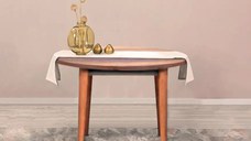 Masa bucatarie rotunda Brigitte, culoare nuc, 90 cm