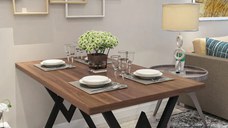 Masa bucatarie texturata, nuc-negru,120x80x75 cm, 30411