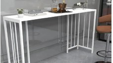 Masa Bucătărie Tip Bar, Alb, 150x90x35 cm