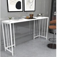 Masa Bucătărie Tip Bar, Alb, 150x90x35 cm - 1