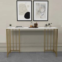 Masa bucatarie tip bar, alb-auriu, 150x35x90 cm, A0081 - 1