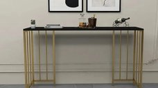 Masa Bucătărie Tip Bar, Auriu & Negru, 150x35x90 cm