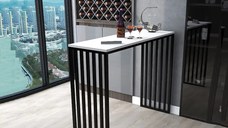 Masa bucatarie, tip bar, culoare alb si negru,120 cm