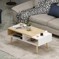 Masa cafea cu depozitare Mely Homs 90x45 cm stejar-alb - 1