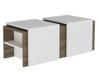 Masa cafea cu masute detasabile Mora Homs alb-nuc - 1