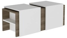 Masa cafea cu masute detasabile Mora Homs alb-nuc