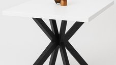 Masa de bucatarie din MDF alb, patrat, texturata, Homs 80x80X75 cm