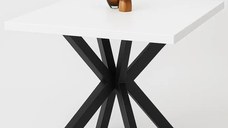 Masa de bucatarie din MDF patrat, alb,texturata, Homs 80x80X75 cm