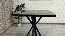 Masa de bucatarie din MDF patrat, marmurat negru,texturata, Homs 80x80X75 cm