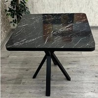 Masa de bucatarie din MDF patrat, marmurat negru,texturata, Homs 80x80X75 cm - 1