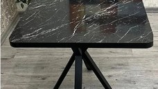 Masa de bucatarie din MDF patrat, marmurat negru,texturata, Homs 80x80X75 cm