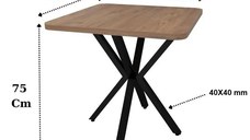 Masa de bucatarie din MDF patrat, texturata, Homs 80x80X75 cm