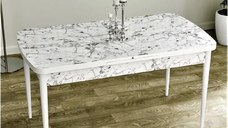 Masa de bucatarie extensibila Dining Homs marmura bej maro 170 x 80 cm