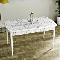 Masa de bucatarie extensibila Dining Homs marmura bej maro 170 x 80 cm - 1