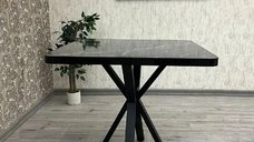 Masa de bucatarie Homs cu blat marmorat negru, 80x80 cm, design modern