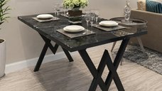Masa de bucatarie negru marmorat, 120x80x75 cm, model A0102