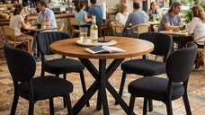 Masa de bucatarie rotunda din MDF, nuc-negru, Homs 80x80x75 cm