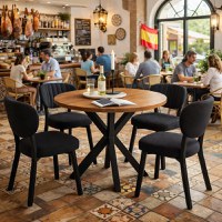 Masa de bucatarie rotunda din MDF, nuc-negru, Homs 80x80x75 cm - 1