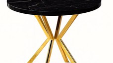 Masa de bucatarie rotunda din MDF patrat, marmurat negru,texturata, Homs 80x80X75 cm