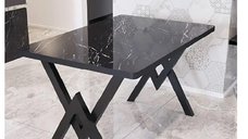 Masa de Bucatarie Texturata A0025, Negru Marmorat, 110x70x75 cm