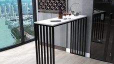 Masa de bucatarie tip bar Alb si Negru, 120 cm