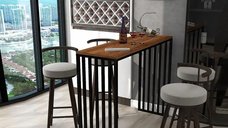 Masa de bucatarie tip bar, nuc si negru, 120 x 40 x 102 cm