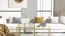 Masa de cafea Deco metal-sticla-auriu,Homs,seria D-710,0029