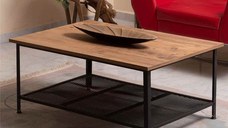 Masa de cafea Fier Homs, 60 x 90 x 42 cm, nuc/negru
