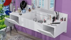 Masa de machiaj suspendata Vanity Homs, 100 x 33 x 39.1 cm, alba