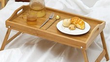 Masă de mic dejun din bambus, pliabilă