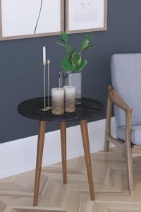 Masa de servire laterala Barcelona 45 x 50 cm, Negru marmorat - 1