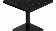 Masa din MDF,patrat  texturata, Homs ,negru marmurat-negru,80 x 80 X 75 cm,A0111
