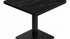 Masa din MDF,patrat  texturata, Homs ,negru marmurat-negru,80 x 80 X 75 cm,A0111