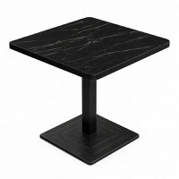 Masa din MDF,patrat  texturata, Homs ,negru marmurat-negru,80 x 80 X 75 cm,A0111 - 1