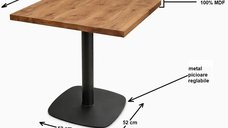 Masa din MDF, patrata texturata, Homs, nuc-negru, 80x80x75 cm, A0110