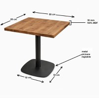 Masa din MDF, patrata texturata, Homs, nuc-negru, 80x80x75 cm, A0110 - 1
