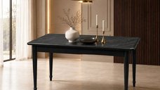 Masa dining Clas din MDF, negru, 160 x 90 x 76 cm pentru 6 persoane
