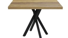 Masa patrata Asterix 70x70 cm, blat nuc si baza metalica neagra