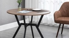 Masa rotunda de bucatarie Agatha, picior de masă din metal, blat 90 cm