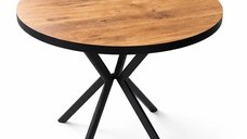 Masa rotunda Homs din MDF nuc-negru, 80x80x75 cm