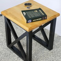 Masuta cafea lemn Country Homs 45 x 40 x 40, nuc si negru - 1