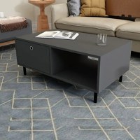 Masuta cafea Nando cu sertar,living,culoare antracit,100 cm - 1