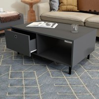 Masuta cafea Nando cu sertar,living,culoare antracit,100 cm - 1