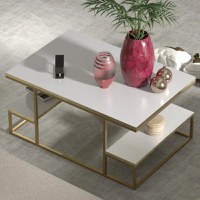 Masuta de cafea Emelda, alb auriu, seria 440, 25077 - 1