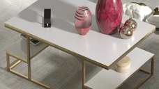 Masuta de cafea Emelda, alb auriu, seria 440, 25077