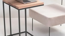 Masuta de cafea in stil industrial,metal-lemn,Homs, seria A-620,50 x 35 x 60 cm, negru/nuc,30316