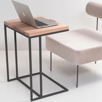 Masuta de cafea in stil industrial,metal-lemn,Homs, seria A-620,50 x 35 x 60 cm, negru/nuc,30316 - 1