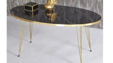 Măsuță de cafea ovală neagră, 90x50x43 cm, 20126