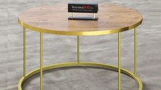 Masuta de cafea Vicenta Homs, nuc si auriu, seria 440, 70 cm