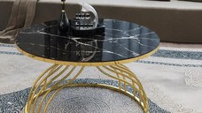 Masuta de cafea Viena, sticla cu desen si metal